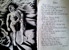 Out of Eden Art is 21" x 14" (times two pages) Ink on paper Signed and dated Feb.1946. Poetry by