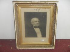 F/G portrait print of William Gladstone a/f