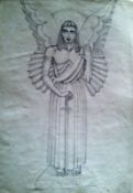 The Angel Gabriel- Design for Modelling 22" x 15" Pencil on paper Signed and dated 1946 by Joseph
