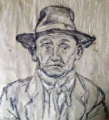 Mr Wall Framed & glazed, charcoal and chalk on paper 10 ¼" x 9 ¾" Signed but not dated by Joseph