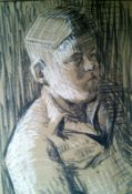 Boy at Rendcomb 19 ½" x 14 ¼" Chalk and charcoal on wrapping paper Signed and dated 1960 by Joseph