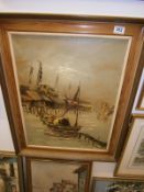Mid 20thC painting of a chinese junk