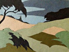 Abstracted Landscape - Collage 7 ½"" x 5 ½" Coloured paper collage Signed and dated 1981 by Joseph