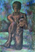 Kneeling Boy with Acolyte Framed & glazed, watercolour 18" x 12 ½" Not signed or dated by Joseph
