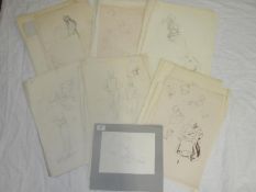 A quantity of pencil sketches and studies from Franklin White school (approximately 35-40)