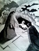Resurrection of Lazarus 19 ½" x 16" Pen and ink wash on paper Signed but not dated by Joseph