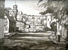 Lincoln Castle from the Square Framed & glazed Pen and grey was 12 3/4" x 9 ¾" Signed and dated 1994