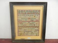 F/G Victorian Sampler - Florence Ellen North aged 12 1888