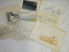 A quantity of pencil sketches and studies from Franklin White school (approximately 50)