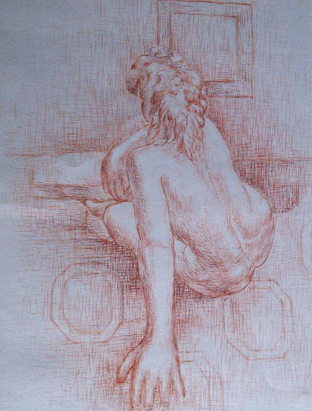 Back Study of Female Student 17 ½" x 12" Coloured pencil on paper Signed and dated 1970 by Joseph