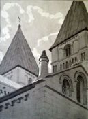 The Towers of Southwell Minster 15" x 10" Pen and wash Signed and dated 1949 by Joseph Smedley