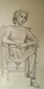 Study of a Student 15 ¼" x 8 ¼" Pencil on paper Signed not dated by Joseph Smedley