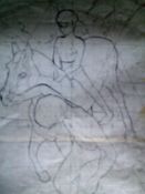 Boy Leading a Horse - a la Picasso 30" x 15" Pencil on paper Signed and dated 1961 by Joseph