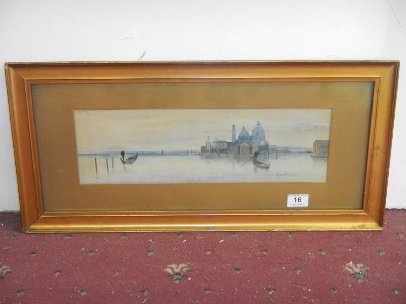 Early 20thC F/G watercolour, Venetian scene, Signed Walter Witham