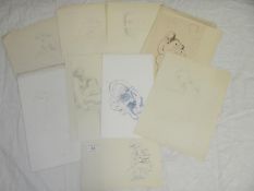 A quantity of pencil sketches and studies from Franklin White school (approximately 15)