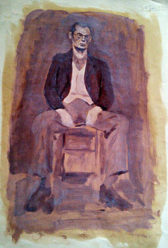 Portrait of John Dalton- with Reverse picture 22" x 15" Oil on paper Signed and dated 1947 by Joseph