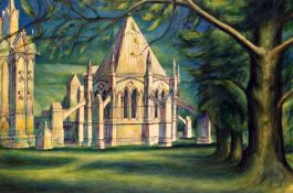 The Chapter House, Lincoln Framed Oil on canvas 35 ½" x 23 1/2" Signed and from 1987 by Joseph