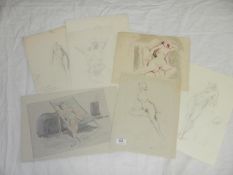 A quantity of pencil sketches and studies from Franklin White school (approximately 10)