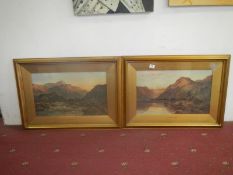 pair of F/G watercolours, autumn evening and hills of perth