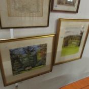 2 signed pastel drawings by B Hamilton, framed and glazed