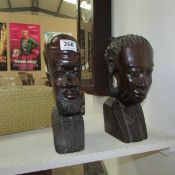 2 Native wooden busts