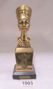 A good quality brass bust of Nefertiti