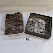 A quantity of sixpences and farthings