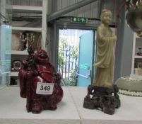 An Oriental jade figure a/f and a seated Buddha