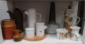 A quantity of vintage coffee and tea ware including Hornsea and a Danish lamp base
