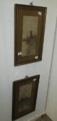 A pair of framed and glazed ink wash paintings of rural Sleaford scenes
