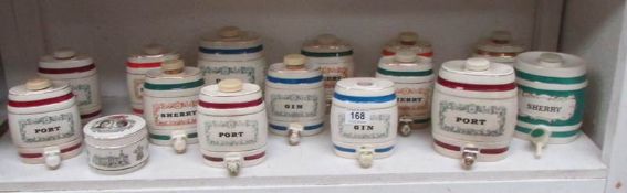 14 Wade pottery barrels and a Sadler pot