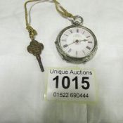 A ladies silver fob watch marked 0.935 K L & W, Kay's Empress, Swiss made