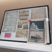 A Titanic magazine and framed Titanic documents