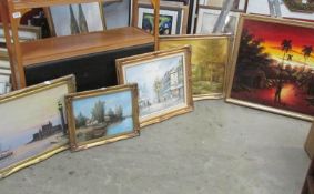 5 gilt framed country scenes