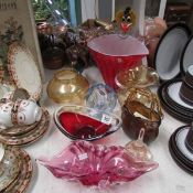 A mixed lot of coloured glass including Murano
