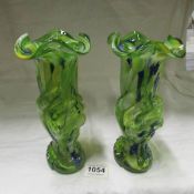2 end of day glass vases