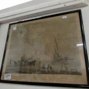 A framed and glazed seascape print entitled 'le Calme'