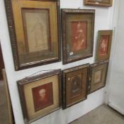 6 old framed portraits