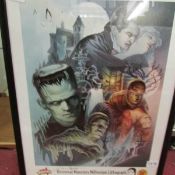 A framed and glazed Universal Monsters Millenium Lithograph with certificate