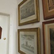 2 framed and glazed engravings of Stone Henge and Tattershall castle