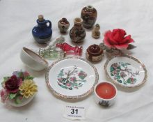 A mixed lot of miniature vases, pin trays etc