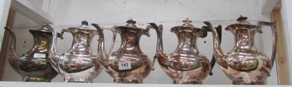 5 silver plated coffee pots