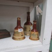 3 Wade Bell's whisky bells, (no contents)