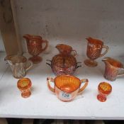 9 pieces of carnival glass