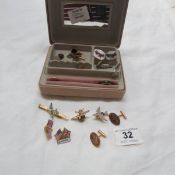A mixed lot of cuff links in small jewellery box