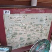 A framed and glazed map of Old Norfolk