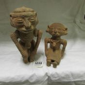 2 ceramic figures, possibly Mayan