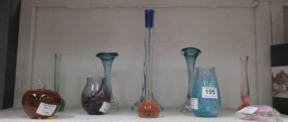 A mixed lot of glass including specimen vase, apple paperweight etc (1 item a/f)