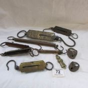 A mixed lot of Salter scales, padlocks etc