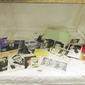 A box of over 300 autographs, many from the London stage including Rex Harrison, Charlie Chester